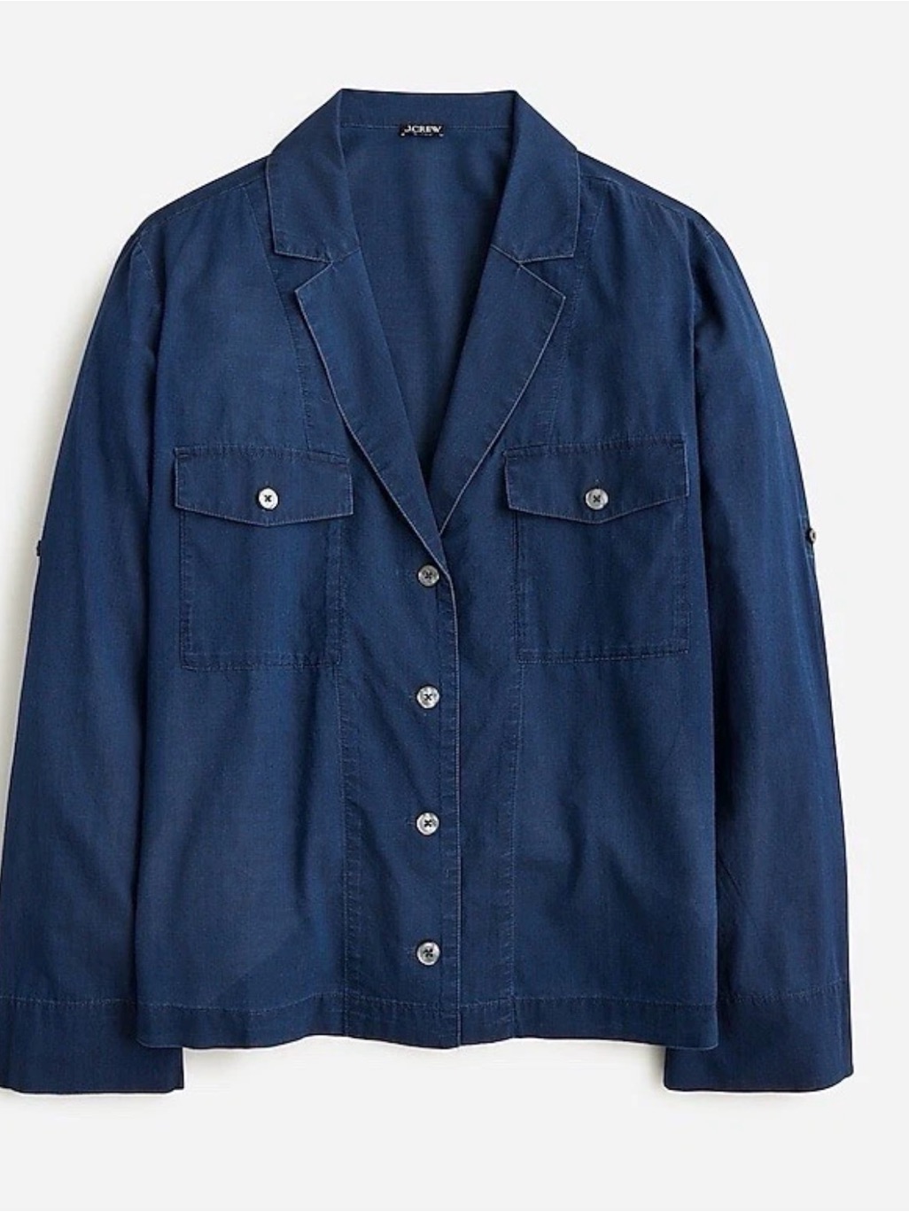 J. Crew Navy Button-Front Camp Shirt Sz 12